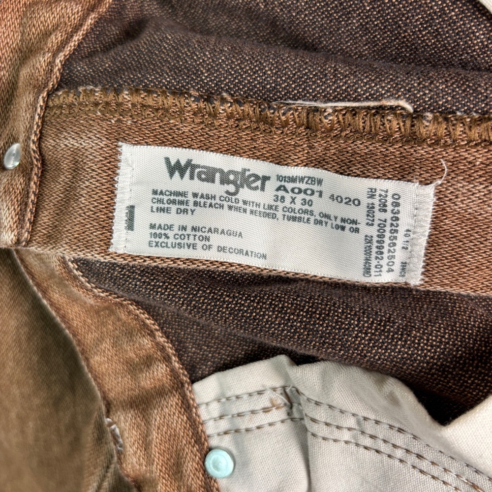 Wrangler Cowboy Cut Jeans 37x29.5 Brown Y2K Western Rodeo Distressed - Picture 4 of 11